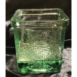 Recycled Glass Votive Candle Holder Sunflower Green. Made in Spain.